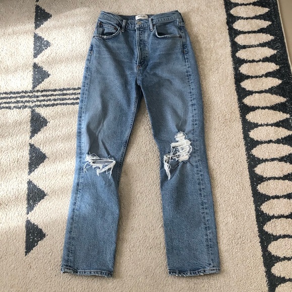 AGOLDE Riley Distressed High-Rise Jeans - Picture 2 of 11